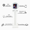 Capture Your Spin The Nexus - LED iPad Share Station Pro (White) includes a pedestal stand with an RGB ring light, an adjustable iPad shell, and stand lights. Its easy assembly and secured base make it ideal for any setup.