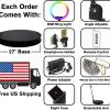 Capture Your Spin The image features the 360 Photo Booth Deluxe Package 27" (Automatic Spin), complete with a base, RGB ring light, angle adjuster, smartphone holder, remote control, power adapter, money gun with fake money, flight case, extendable arm. Enjoy free shipping within the US.