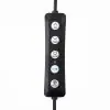 Capture Your Spin Black remote control with five buttons labeled Up, Down, On/Off, RGB, and Mode. Perfect for enhancing your experience with the 360 Photo Booth Deluxe Package 31" (Automatic Spin).